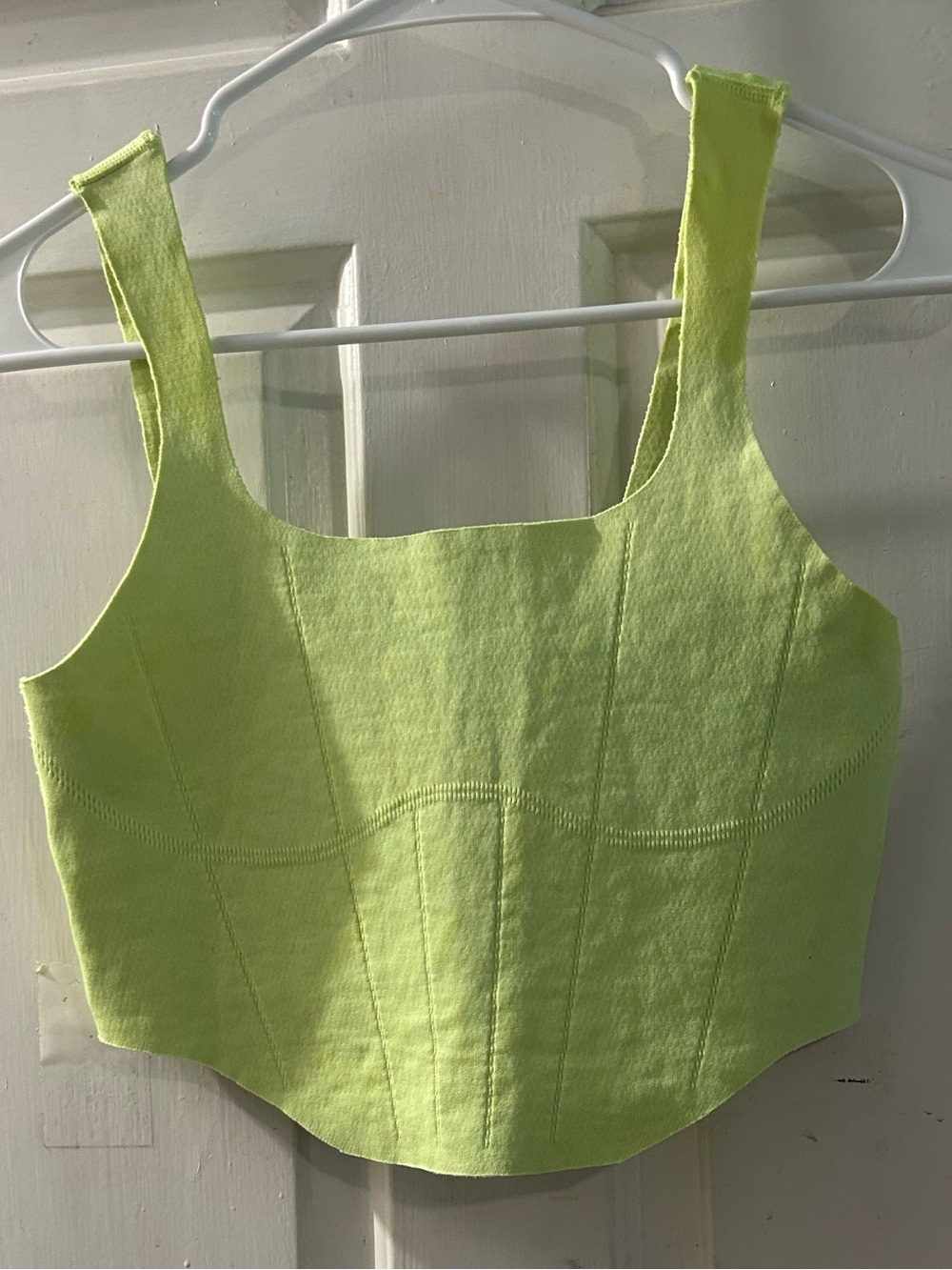Neon Lime Square-Neck Crop Tank Top